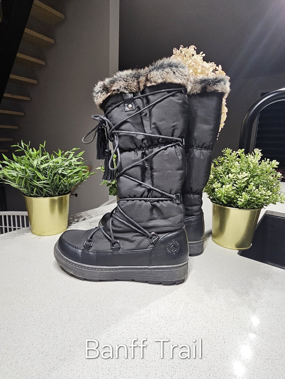 BANFF TRAIL Jolies Bottes d'hiver imperméables doublées en fourrure noire